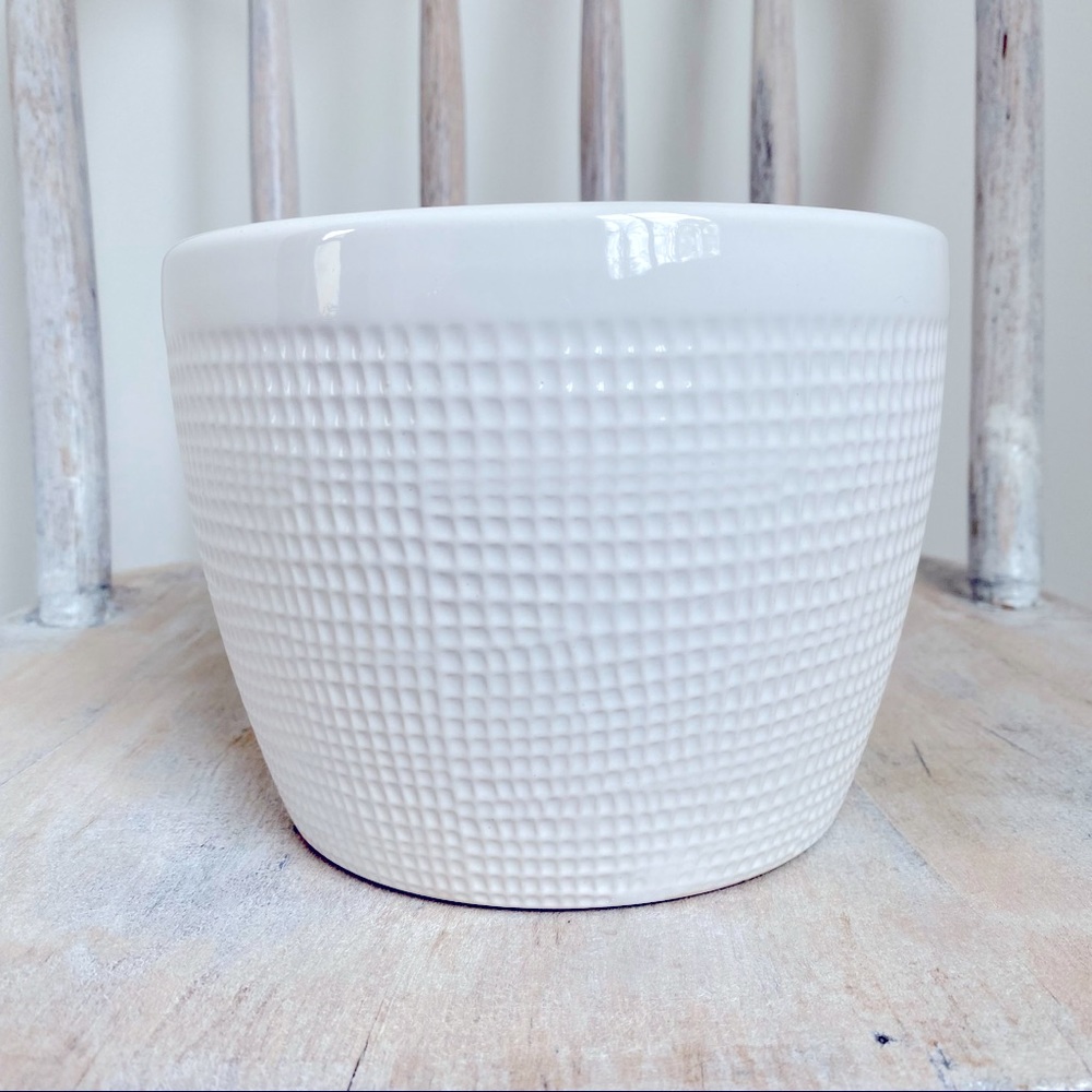 Textured White Ceramic Planter Large